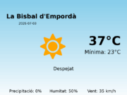 El temps avui 3 de Juliol de 2026 a La Bisbal d’Empordà segons l’AEMET