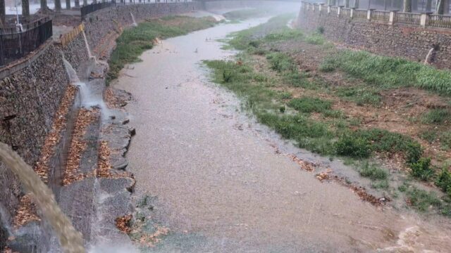 Imatge del riu Daró aquest matí després del temporal d'ahir (Margarida Bonet, Projecte 4 Estacions)